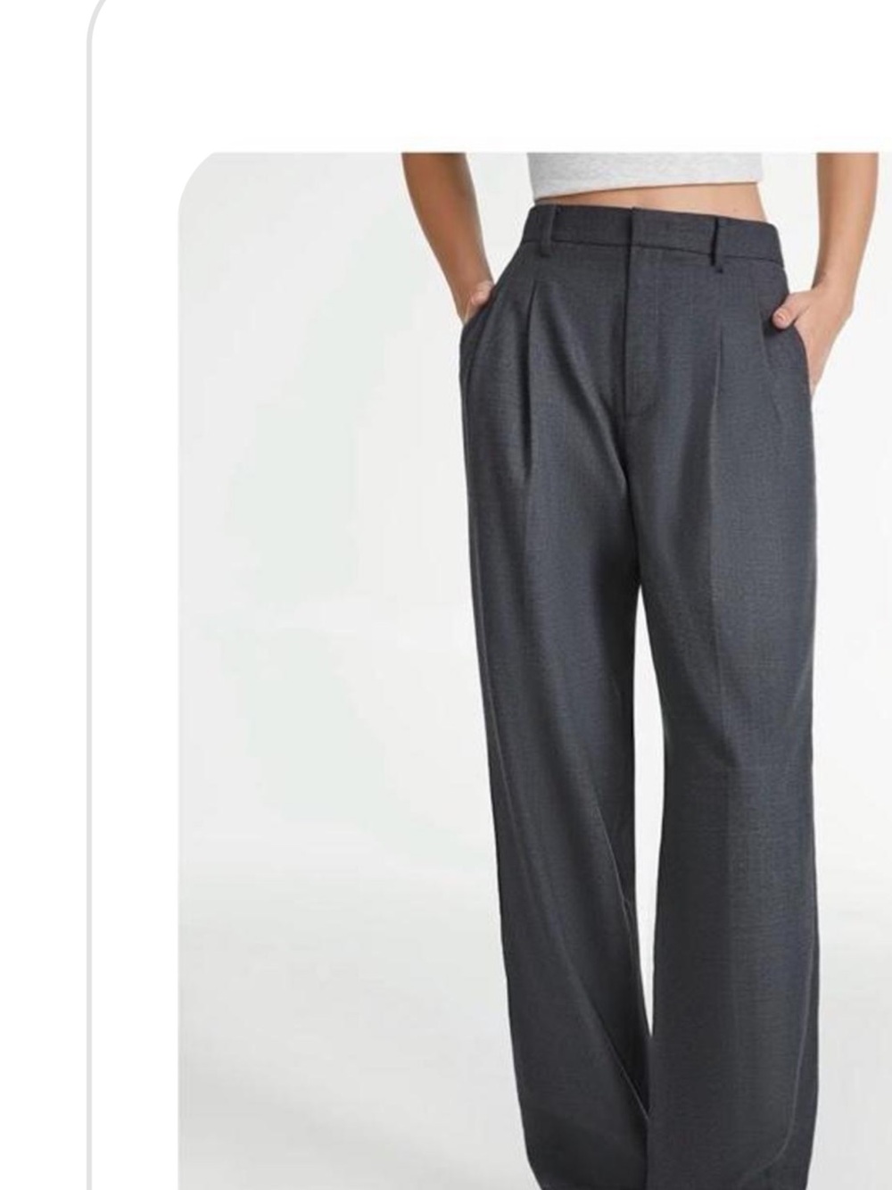 Commense Women's Charcoal Wide-Leg High-Waist Pants
